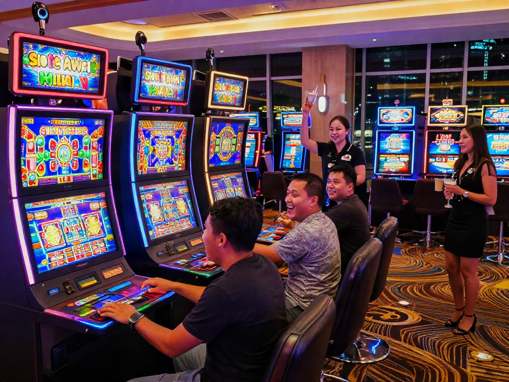 Players enjoying high-energy slot gacor malam ini experience in vibrant casino environment.